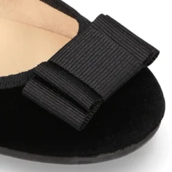 Merceditas OKAA niña con hebilla y lazo zapatero en terciopelo NEGRO.
