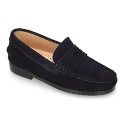 Mocasin clásico niños mayores antifaz suela gruesa en piel serraje.