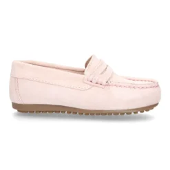 Mocasín antifaz en piel serraje en colores pasteles.