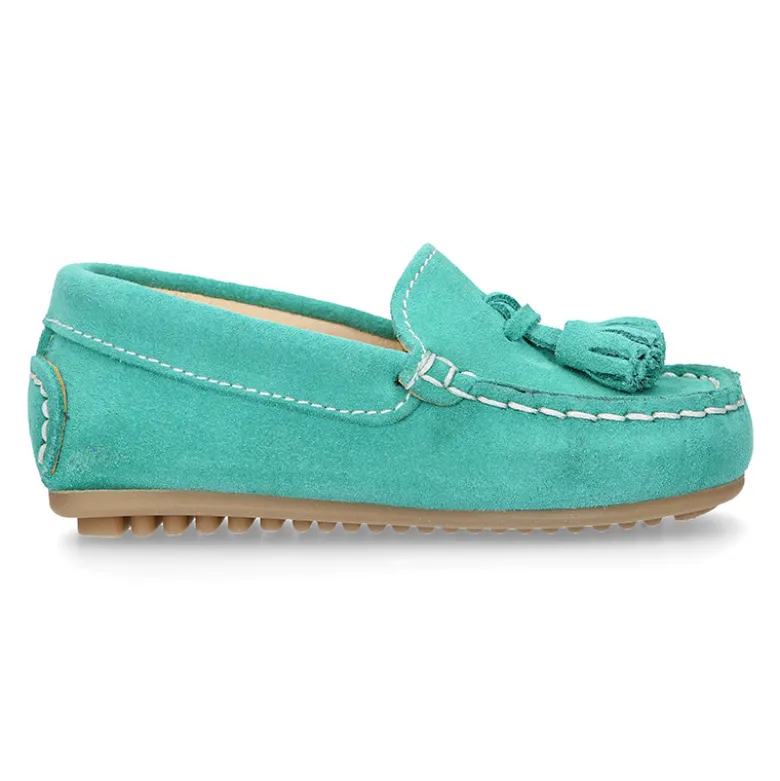 Mocasín BORLAS peques colores temporada en piel serraje.