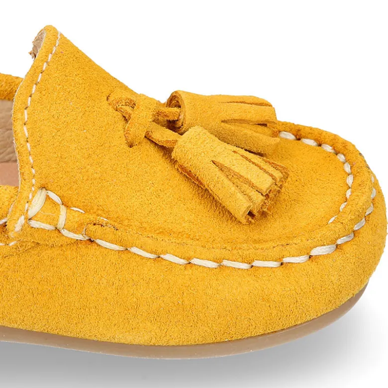 Mocasín BORLAS peques colores temporada en piel serraje.