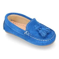 Mocasín BORLAS peques colores temporada en piel serraje.