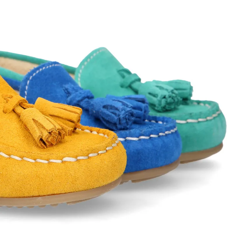 Mocasín BORLAS peques colores temporada en piel serraje.