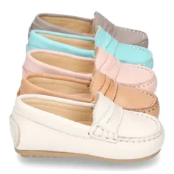Mocasín con antifaz en piel EXTRA SUAVE y colores pasteles para peques.