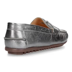 Mocasín con lazos en piel metalizada para mayores.
