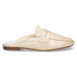 Mocasín destalonado tipo MULE en piel Metalizada.