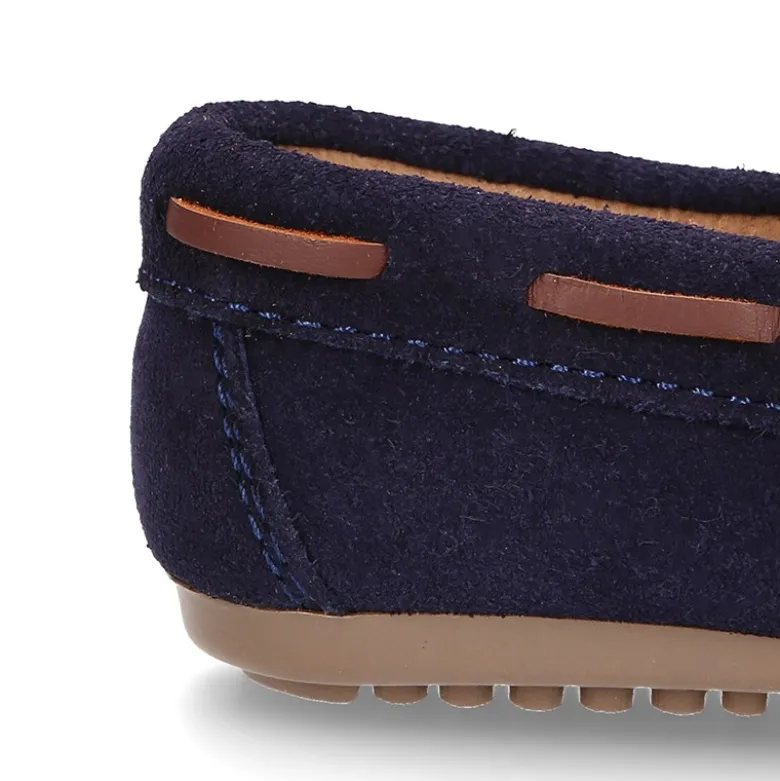 Mocasín lazos con FLECOS en piel serraje.