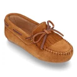 Mocasín lazos con FLECOS en piel serraje.