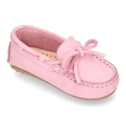 Mocasín lazos peques piso conductor en piel Nobuck.