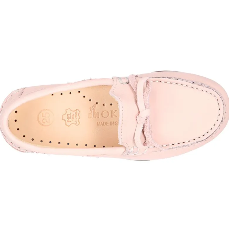 Mocasín mayores con lazos en piel EXTRA SUAVE en colores pasteles.