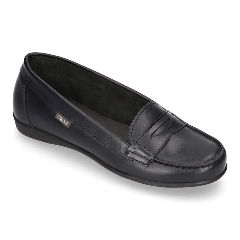 Mocasín NIÑA colegial en piel Boxcalf y suela de goma.