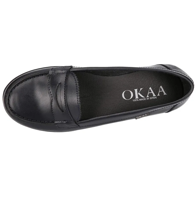 Mocasín NIÑA colegial en piel Boxcalf y suela de goma.