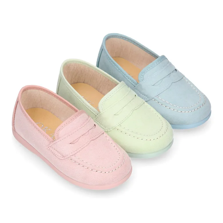 Mocasín niño antifaz en Serratex en colores pasteles.