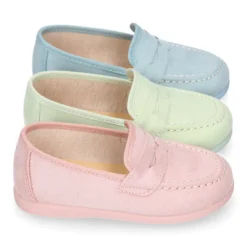 Mocasín niño antifaz en Serratex en colores pasteles.