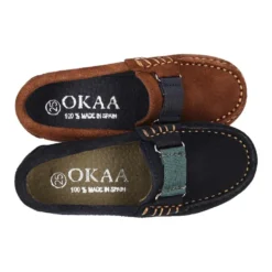 Mocasín Niño aplique CINTA contraste en piel serraje.