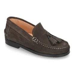 Mocasín niño borlas suela gruesa en piel serraje.