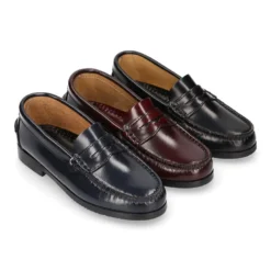 Mocasín niño clásico COLEGIAL con antifaz en piel Antik.