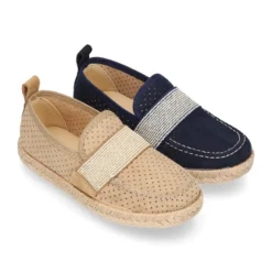 Mocasín niño con elástico tipo alpargata en lona MIL PUNTOS.