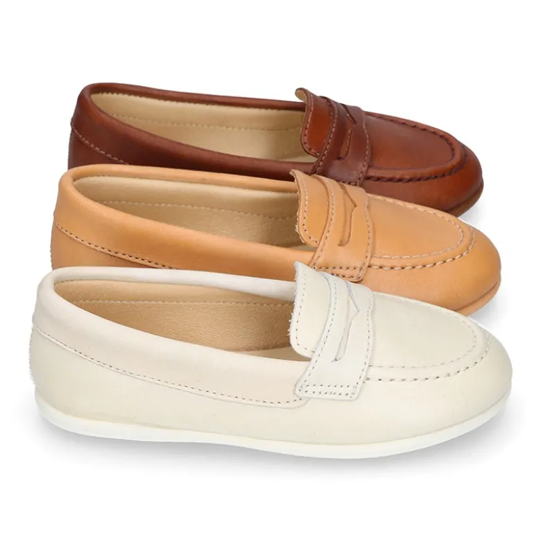 Mocasín niño en piel con diseño con ANTIFAZ.