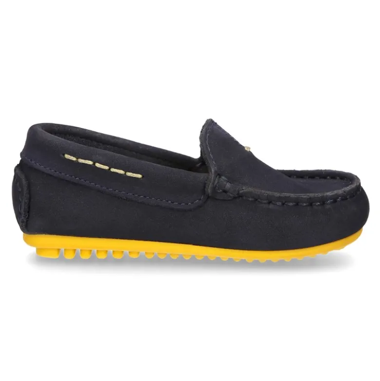 Mocasín niños pequeños piso conductor contraste en piel Nobuck.