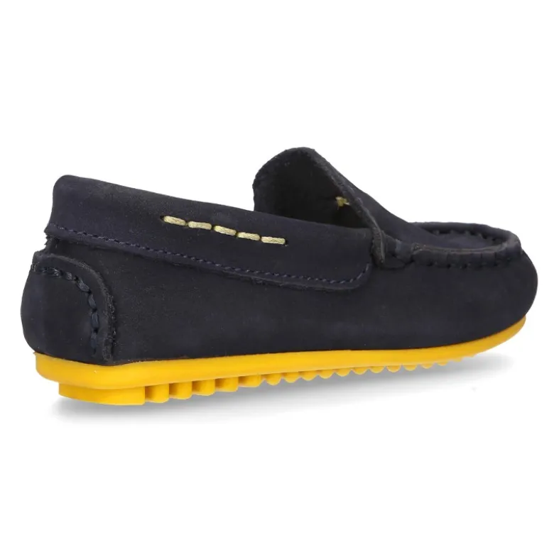 Mocasín niños pequeños piso conductor contraste en piel Nobuck.