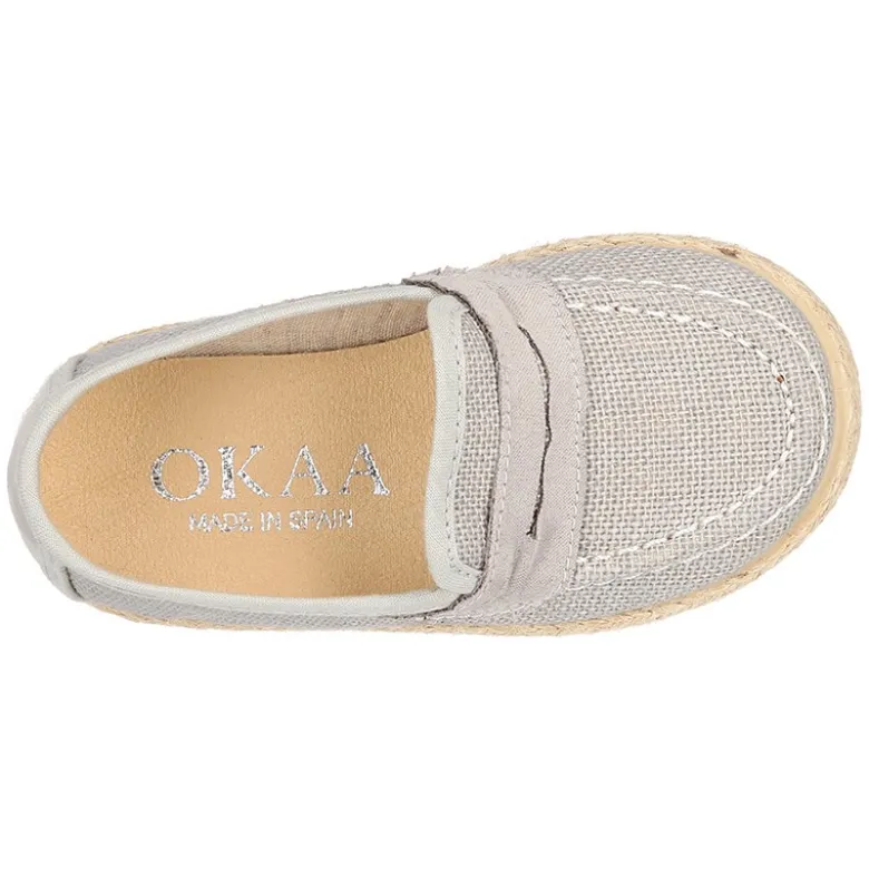 Mocasín tipo alpargata en LINO para peques.