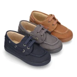 Naútico Niños con cordones en Serratex encerado.