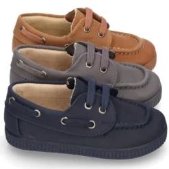 Naútico Niños con cordones en Serratex encerado.