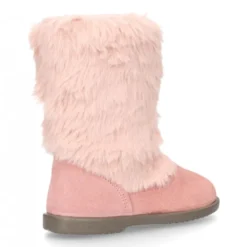 Nueva Bota en piel serraje rosa con apliques de PELO.