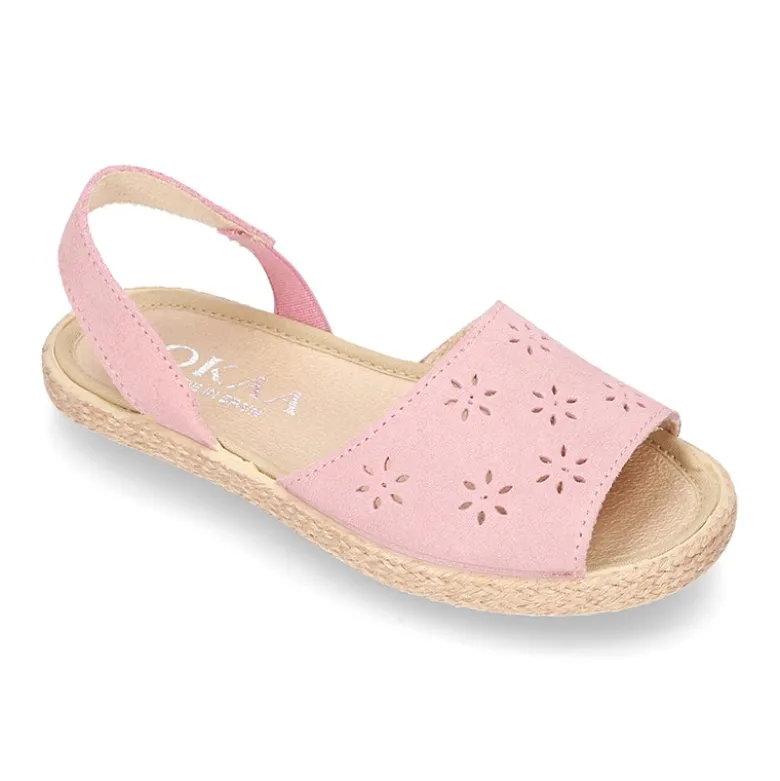 Nueva SANDALIA tipo alpargata con diseño con FLORES en Serraje.