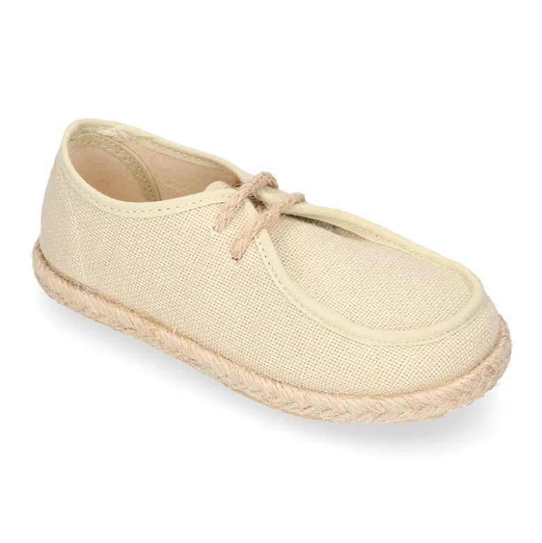 Náutico alpargata niño Ceremonia de lino con cordones