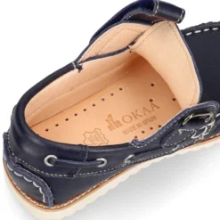 Náutico clásico niño piel sin cordones y suela para primavera verano.