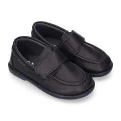 Náutico Colegial niño sin cordones en piel lavable.