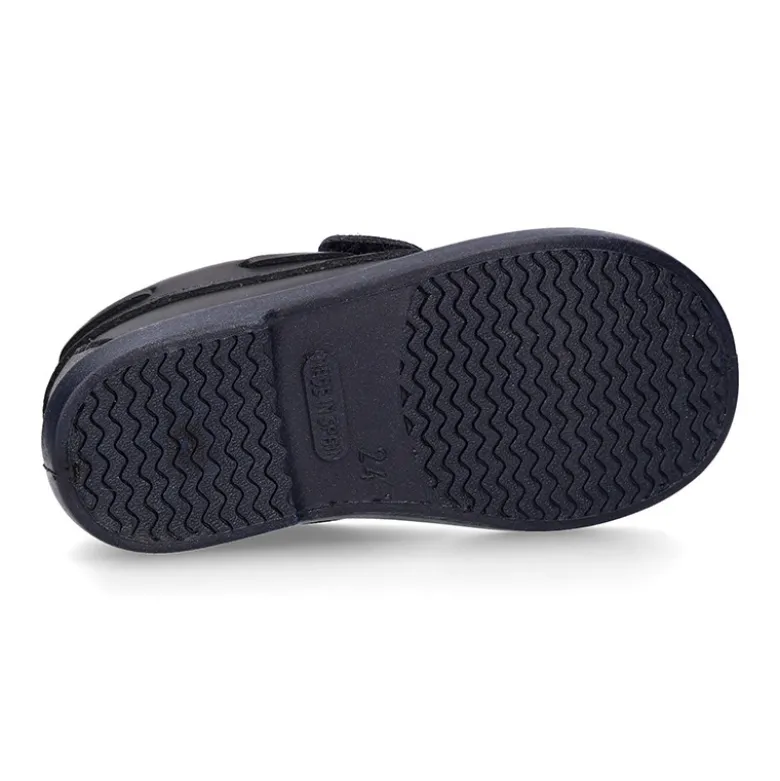 Náutico Colegial niño sin cordones en piel lavable.