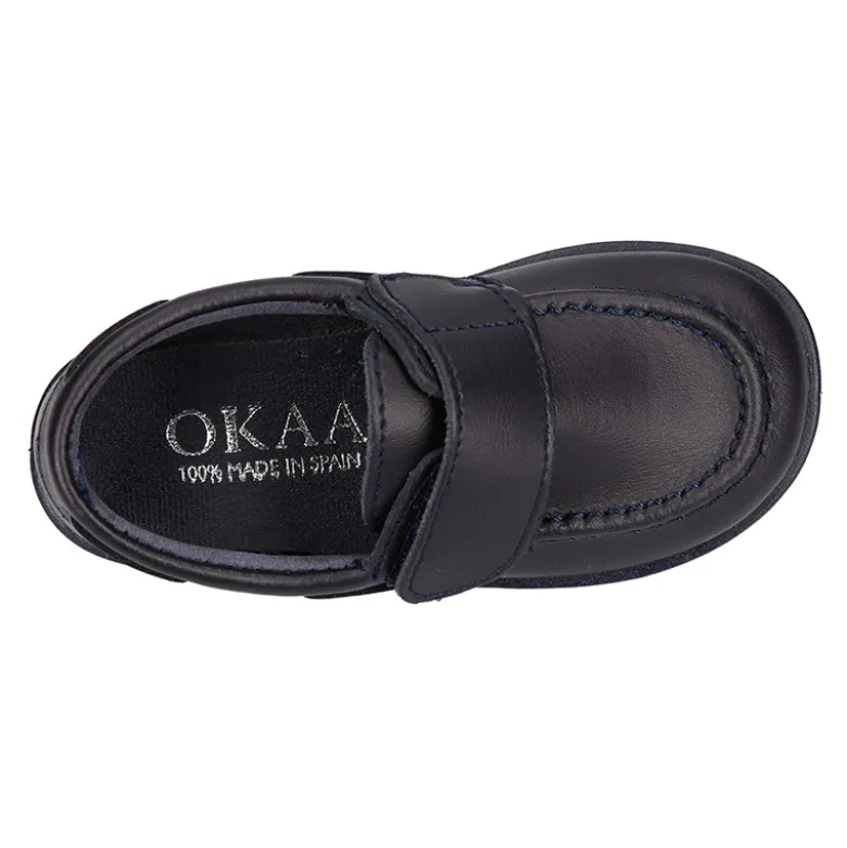 Náutico Colegial niño sin cordones en piel lavable.