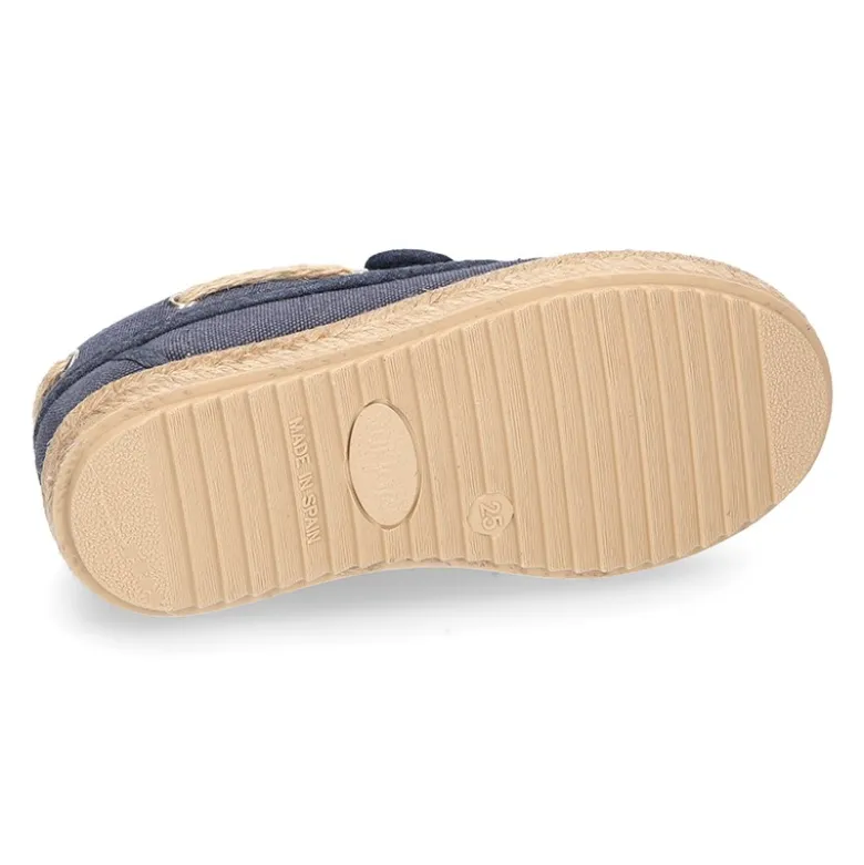 Náutico niño sin cordones tipo alpargata en lona algodón LAVADA.