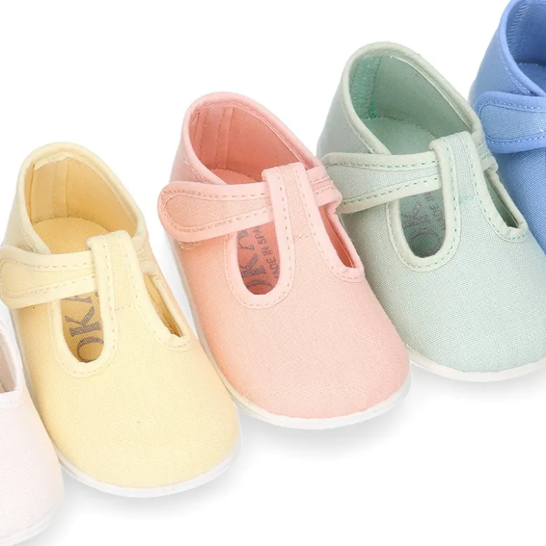 Pepito bebé niño lona piqué en colores pasteles y suela SUPER FLEXIBLE.