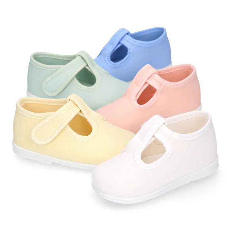 Pepito bebé niño lona piqué en colores pasteles y suela SUPER FLEXIBLE.