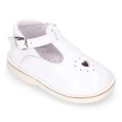 Pepito niños estilo VINTAGE con hebilla y picado en piel charol suave.