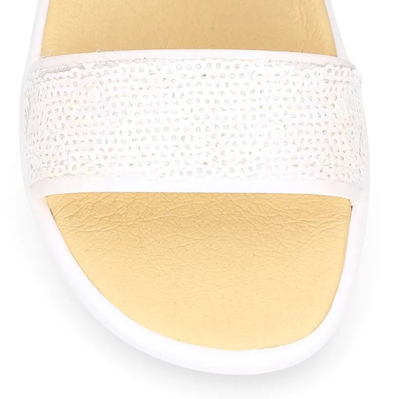 Sandalia Barefoot Blanca con Pala de Lentejuelas – OKAA FLEX