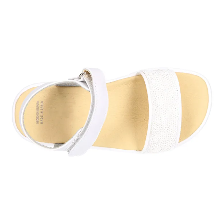 Sandalia Barefoot Blanca con Pala de Lentejuelas – OKAA FLEX