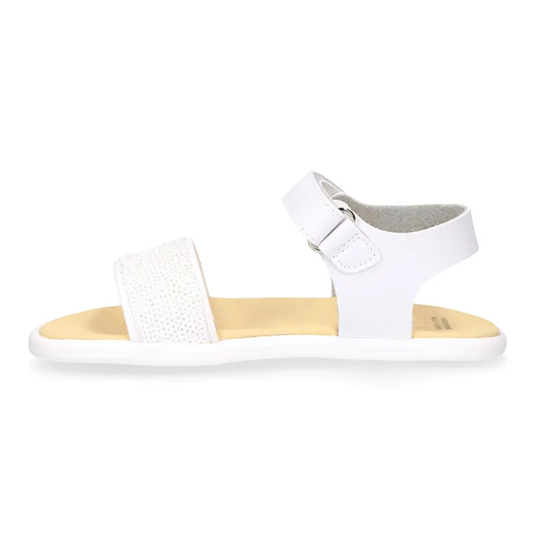 Sandalia Barefoot Blanca con Pala de Lentejuelas – OKAA FLEX