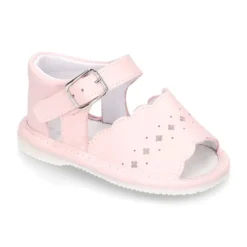 Sandalia bebé niña ondas y diseño troquelado en piel.