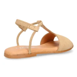 Sandalia Niña en forma de T con elástico en piel serraje.
