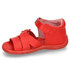Sandalia Niña peque en piel lavable con tiras cruzadas, FLOR y suela SUPER FLEXIBLE.