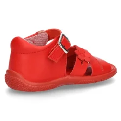 Sandalia Niña peque en piel lavable con tiras cruzadas, FLOR y suela SUPER FLEXIBLE.