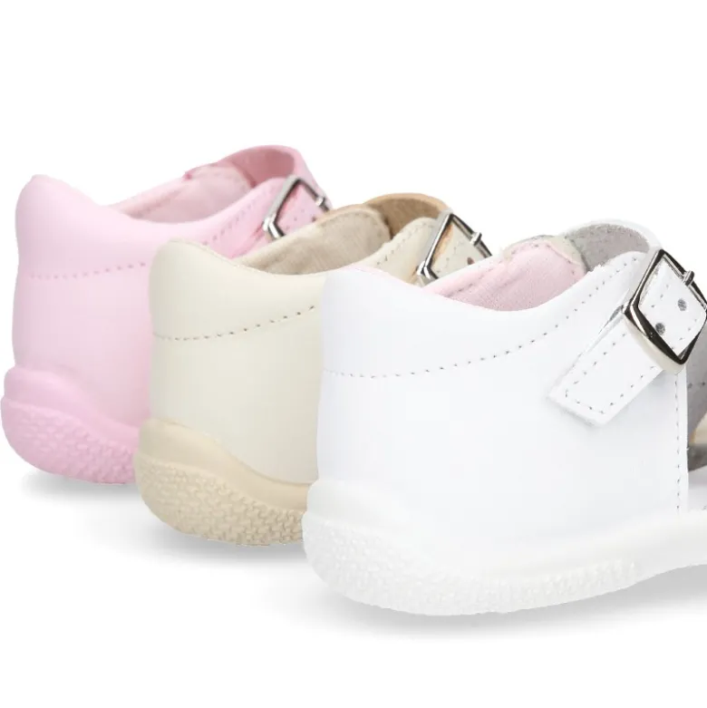 Sandalia Niña peque en piel lavable con MARIPOSAS y suela SUPER FLEXIBLE.