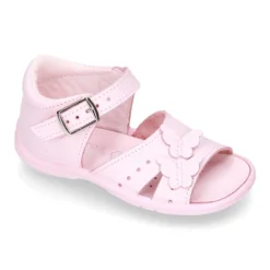 Sandalia Niña peque en piel lavable con MARIPOSAS y suela SUPER FLEXIBLE.