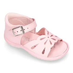 Sandalia Niña peque en piel lavable con diseño mariposa y suela SUPER FLEXIBLE.
