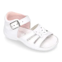 Sandalia Niña peque en piel lavable con mariposa y suela SUPER FLEXIBLE.
